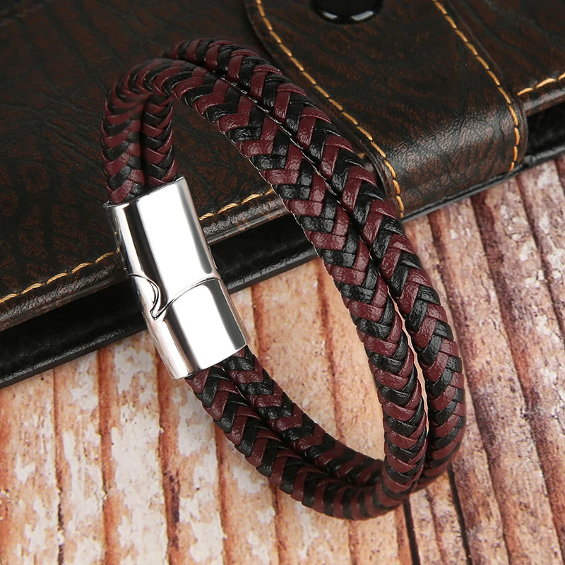 Men's Elegant Double Layer Leather Bracelet