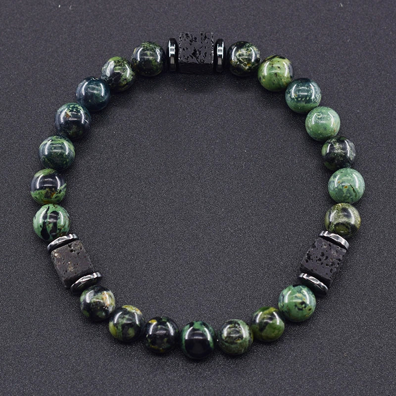 Men's Matte Volcanic Black Block Retro Bracelet