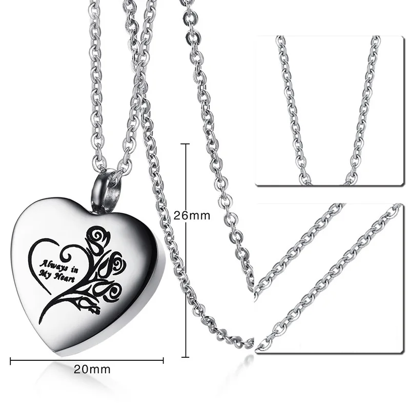 Personalized 3D Heart Pet Photo Urn Pendant Necklace