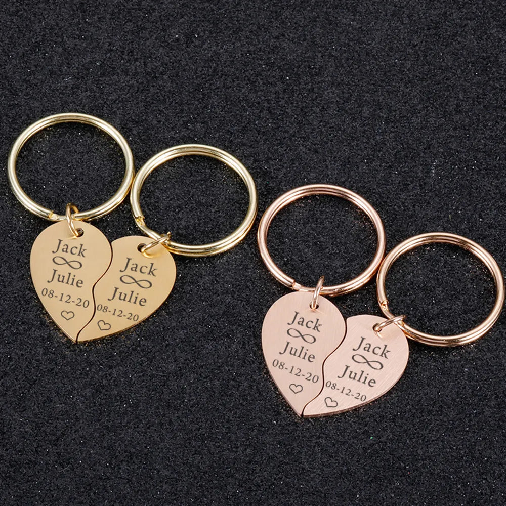 Personalized Heart Keychain Couple Names And Date