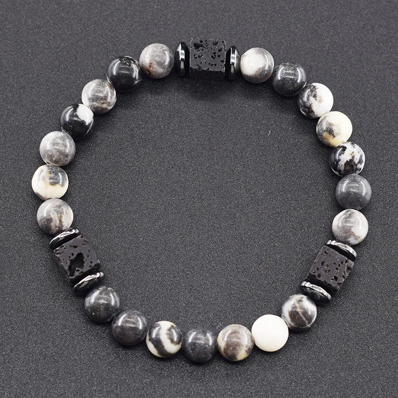 Men's Matte Volcanic Black Block Retro Bracelet