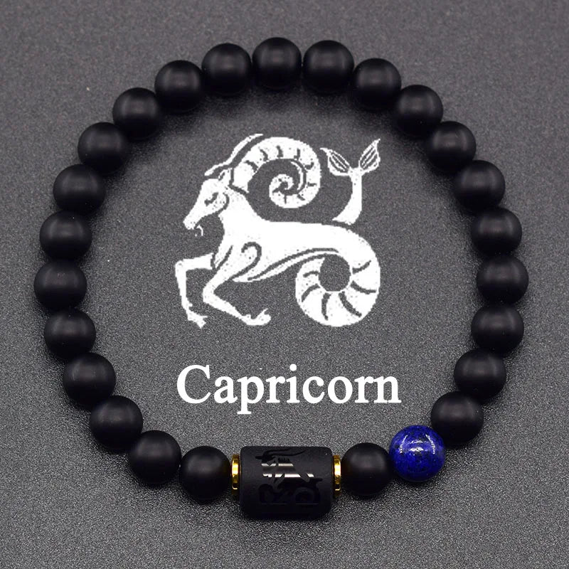 Natural Colors Stone Bracelet 12 Zodiac Signs for Men