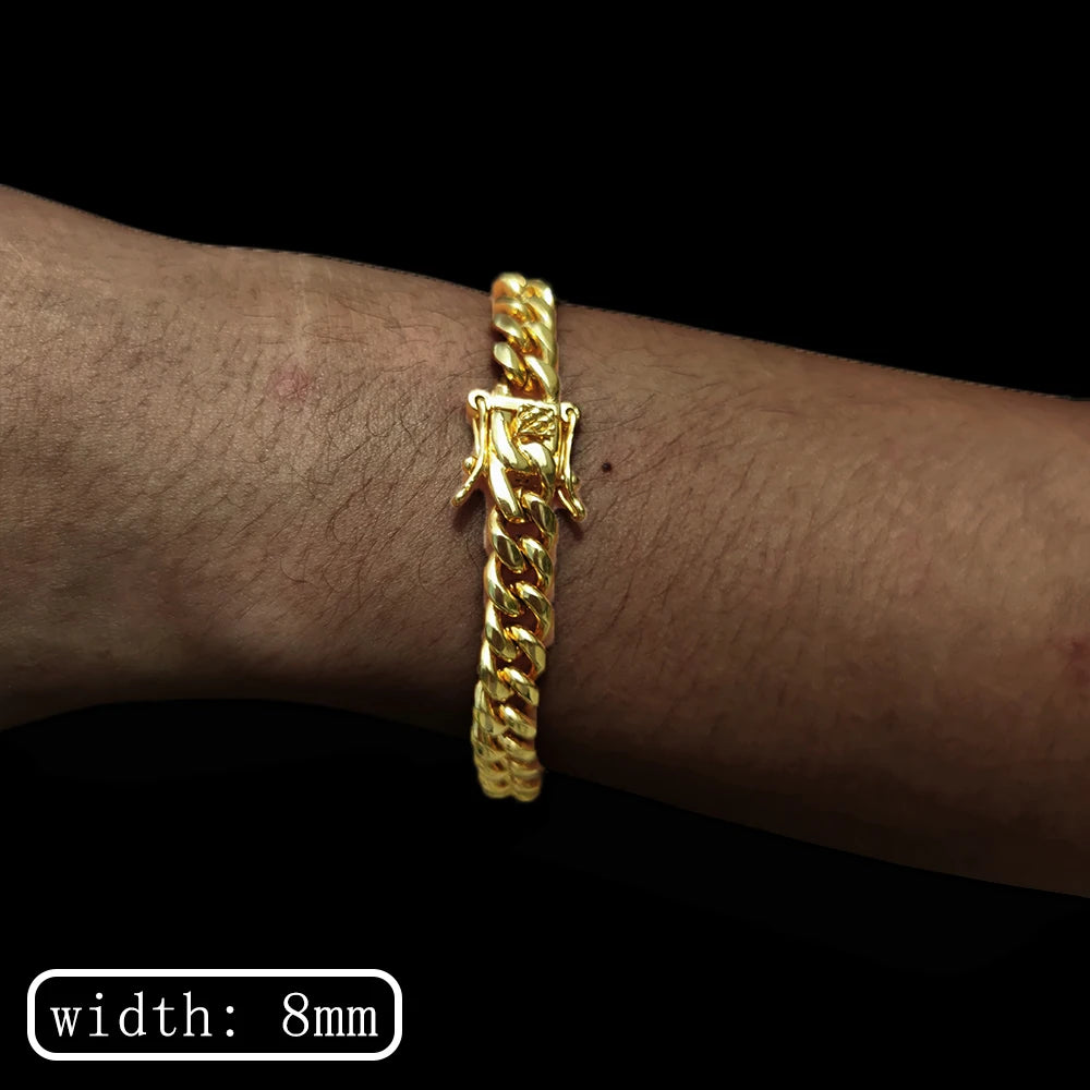Miami Gold Curb Cuban Bracelet