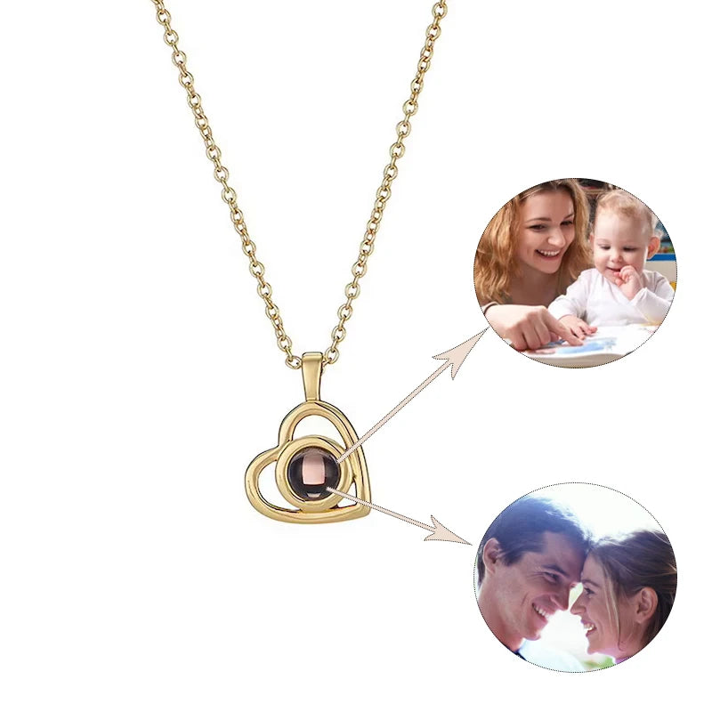 Customized Photo Necklace With Heart Turned Infinite