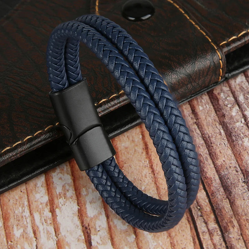 Men's Elegant Double Layer Leather Bracelet