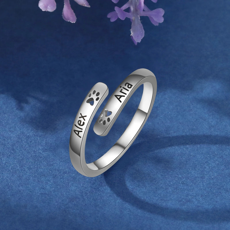 Personalized Ring Two Names Of Your Pets