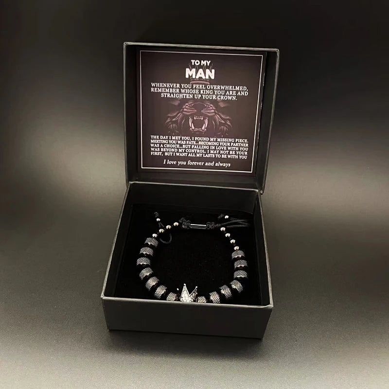 Men's Adjustable Style Stainless Steel Luxury Crown Bracelet