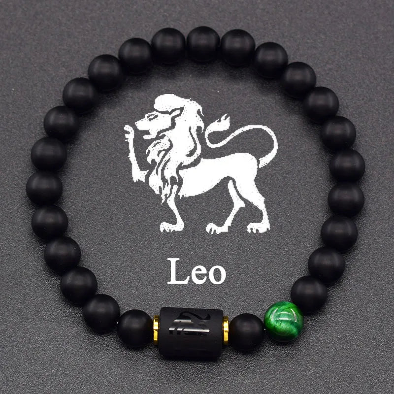 Natural Colors Stone Bracelet 12 Zodiac Signs for Men