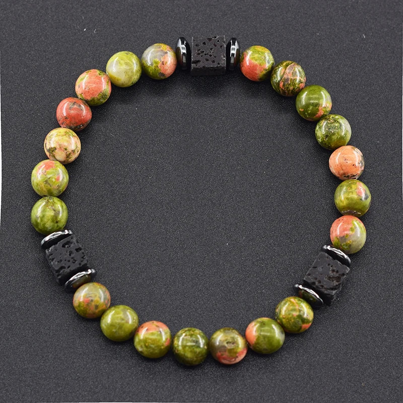 Men's Matte Volcanic Black Block Retro Bracelet
