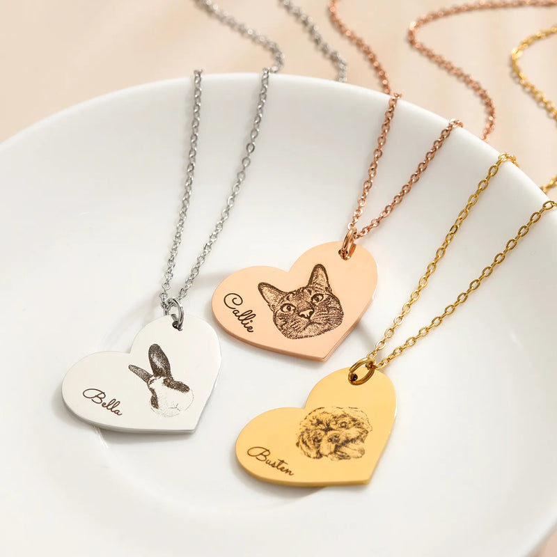 Personalized Heart Photo And Pet Name Necklace