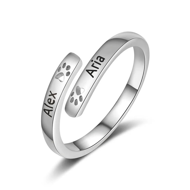 Personalized Ring Two Names Of Your Pets