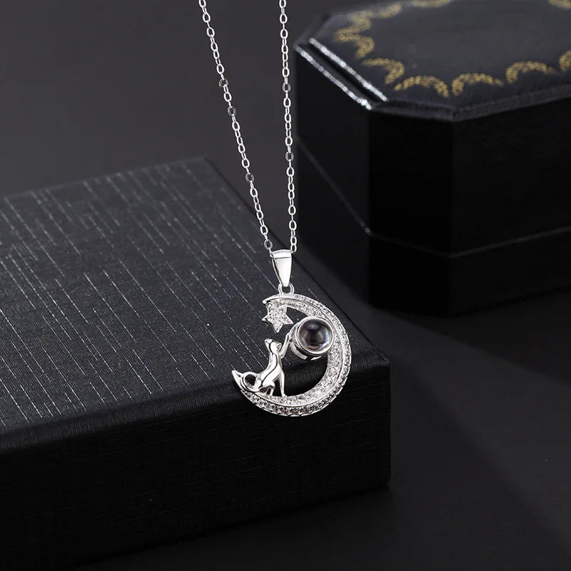 Custom Half Moon Photo Necklace - Kitty Infinity