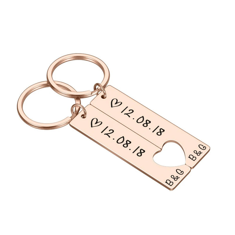 Personalized Date Keychain With Initial Letter Of Names