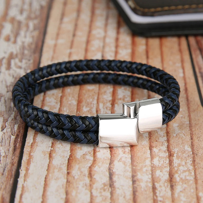 Men's Elegant Double Layer Leather Bracelet