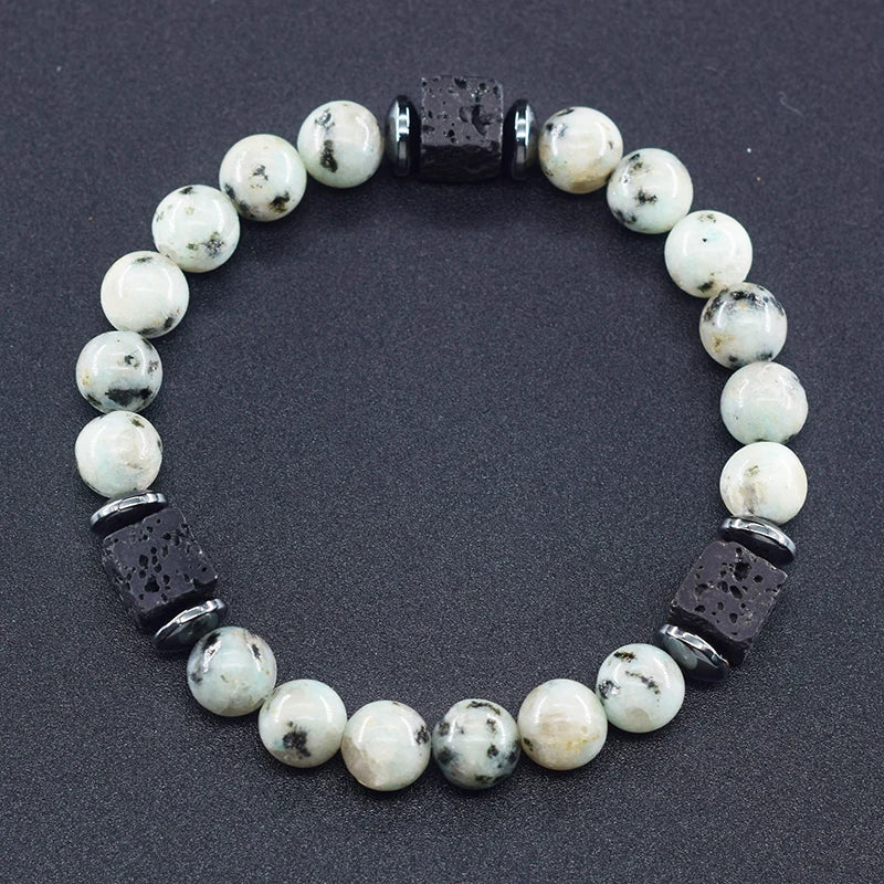 Men's Matte Volcanic Black Block Retro Bracelet
