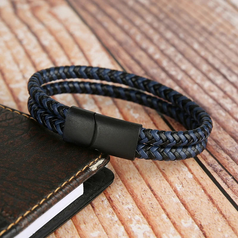 Men's Elegant Double Layer Leather Bracelet