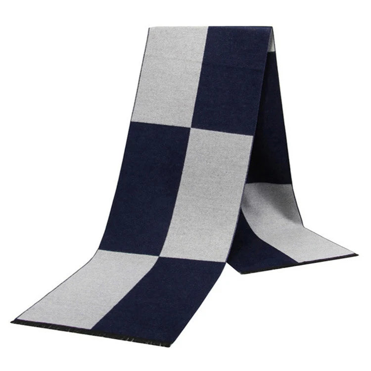 Men's Warm Cashmere Scarf Soft Plaid Striped