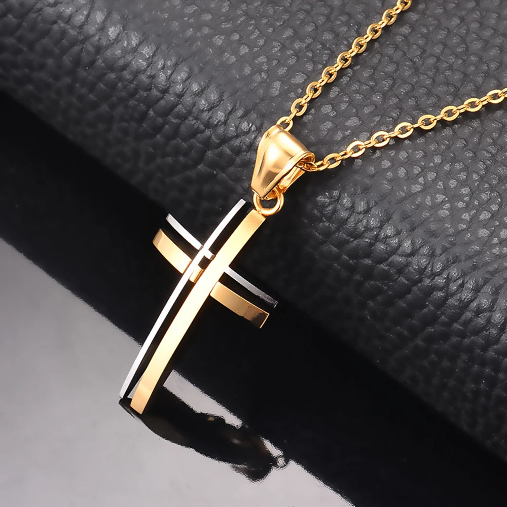 Men's Cross Necklace Two Colors 3D Modern