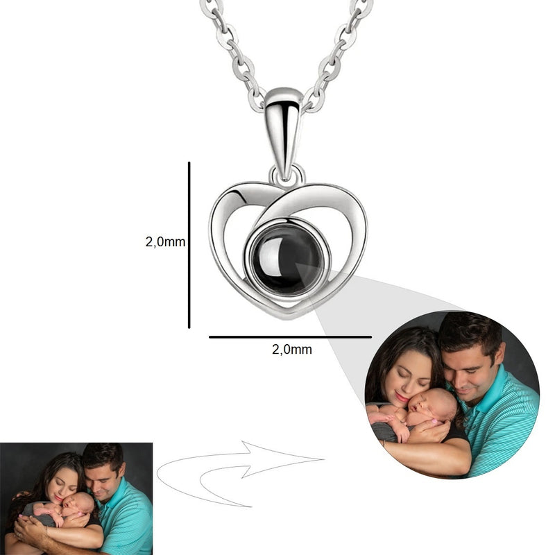 Customized Beautiful Heart Infinity Photo Necklace