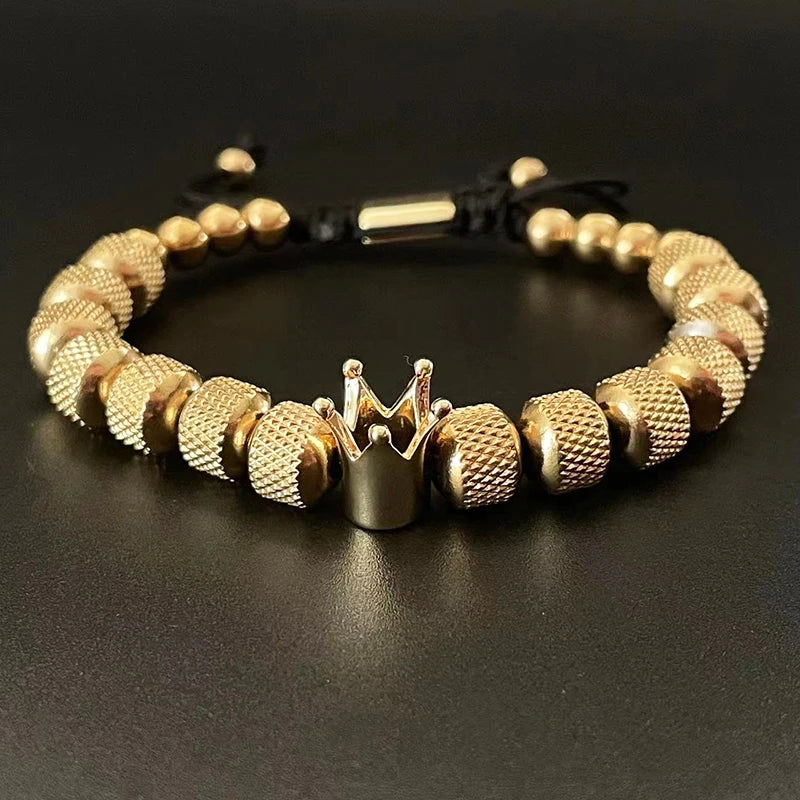 Men's Adjustable Style Stainless Steel Luxury Crown Bracelet
