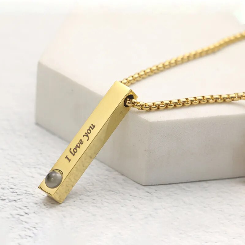 Personalized Photo Necklace 3D Rectangle Infinity Souvenir