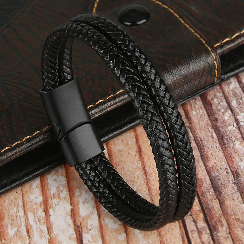Men's Elegant Double Layer Leather Bracelet