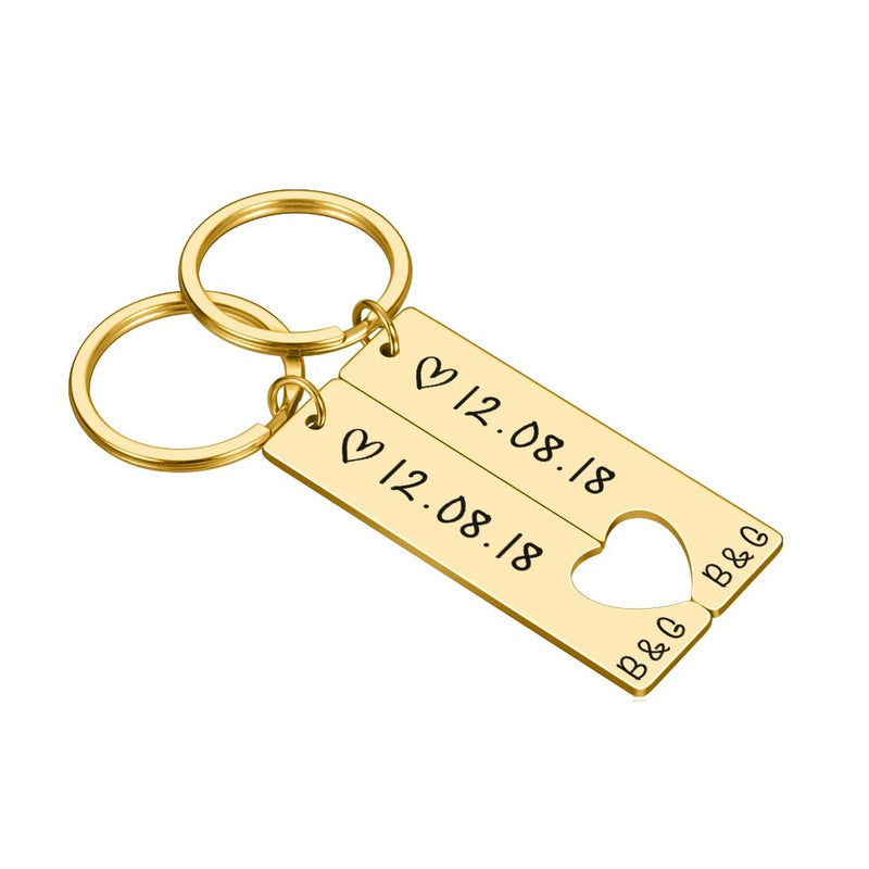 Personalized Date Keychain With Initial Letter Of Names