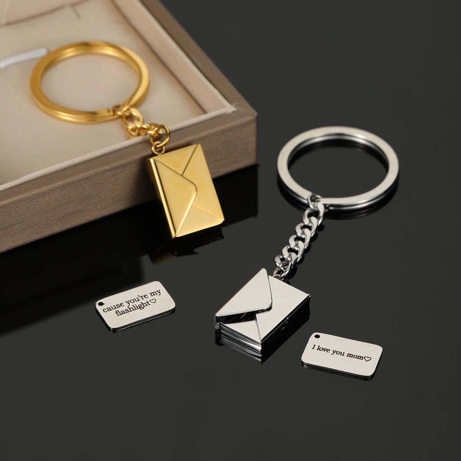 Envelope Keychain With Personalized Phrase