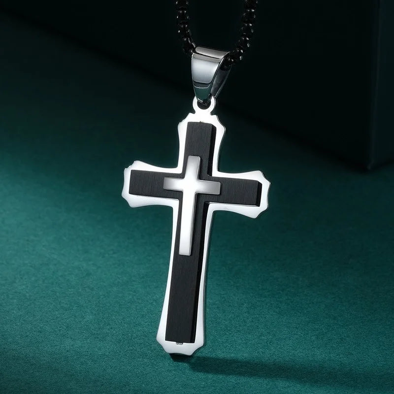 Men's Cross Necklace Double Layer Model