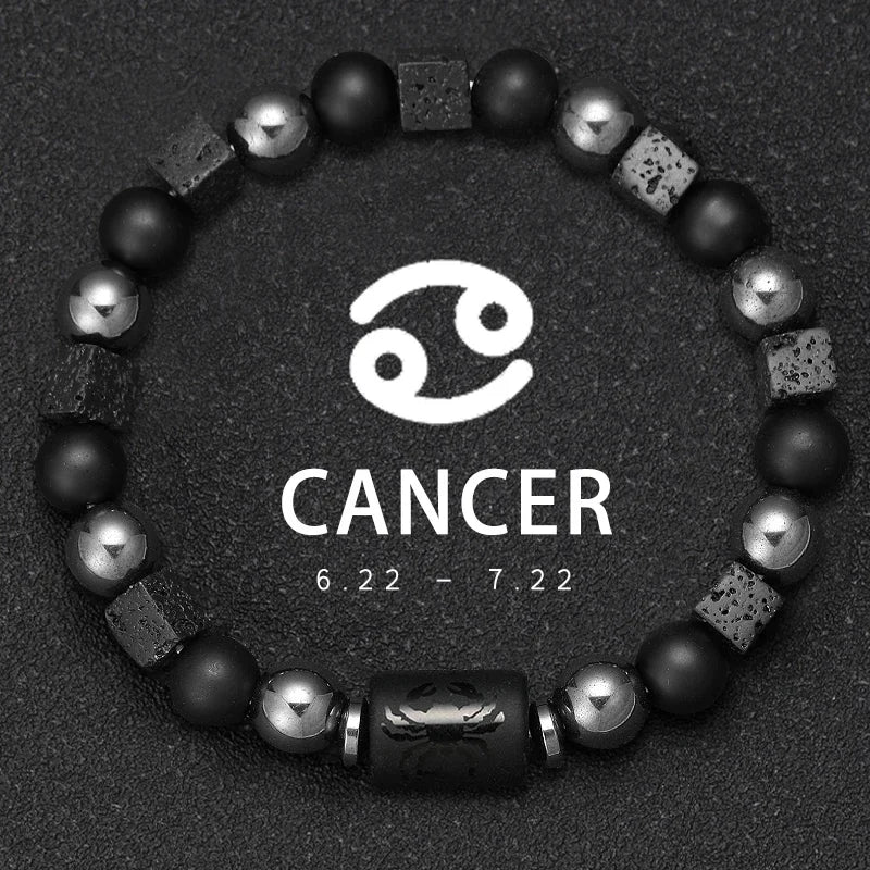 Natural Stone Bracelet 12 Signs of the Zodiac for Men