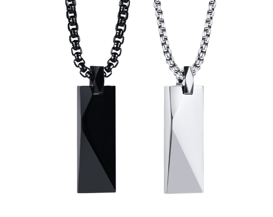 Elegant Geometric 3D Rectangle Male Necklace