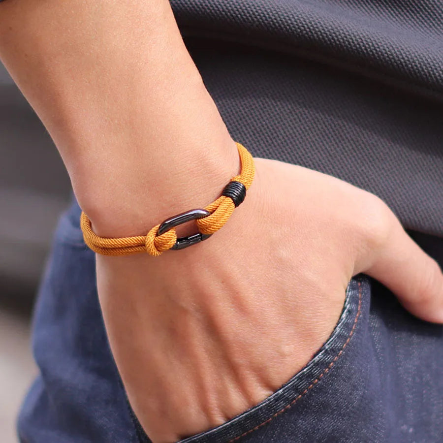 Elegant Rope and Clip 4mm Modern Men's Bracelet