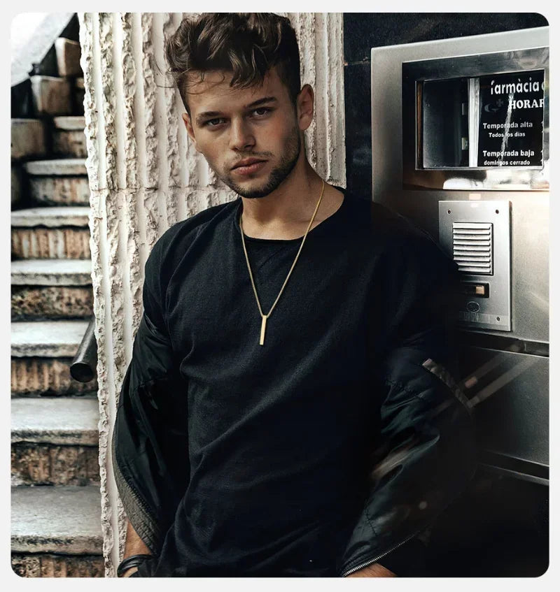 Men's Modern Minimalist 3D Bar Necklace
