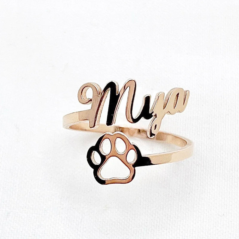 Personalized Paw Ring Name Of Your Pet