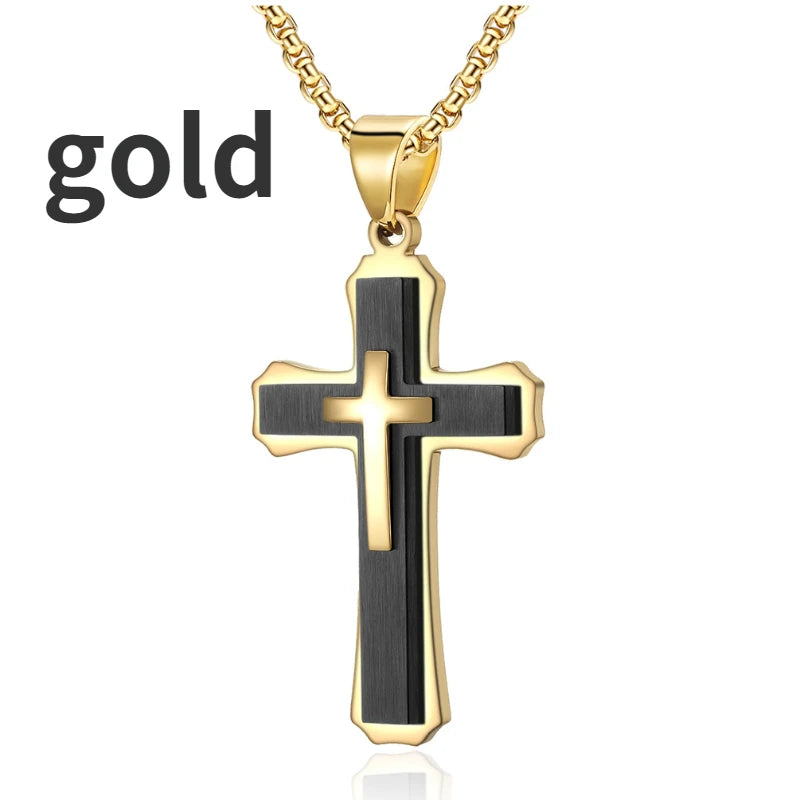Men's Cross Necklace Double Layer Model