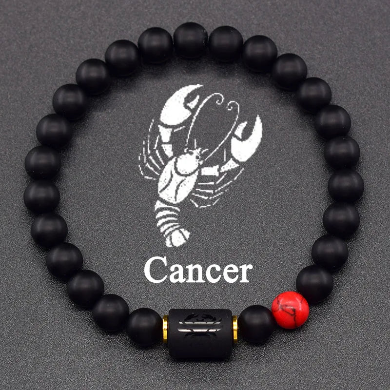 Natural Colors Stone Bracelet 12 Zodiac Signs for Men