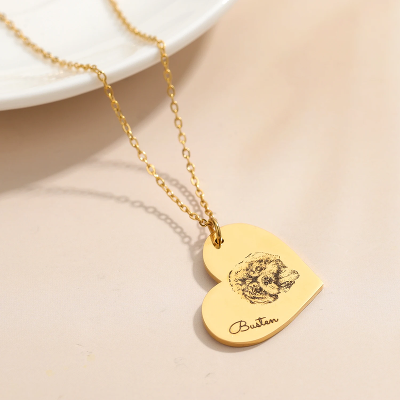 Personalized Heart Photo And Pet Name Necklace