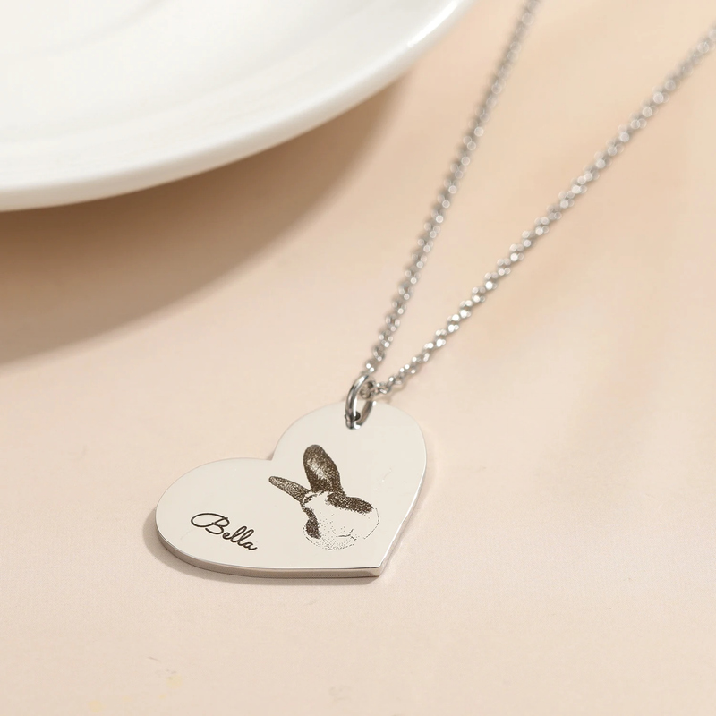 Personalized Heart Photo And Pet Name Necklace