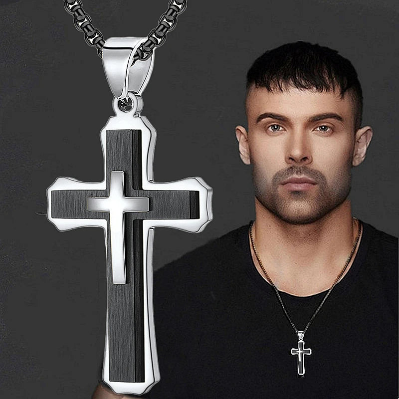 Men's Cross Necklace Double Layer Model