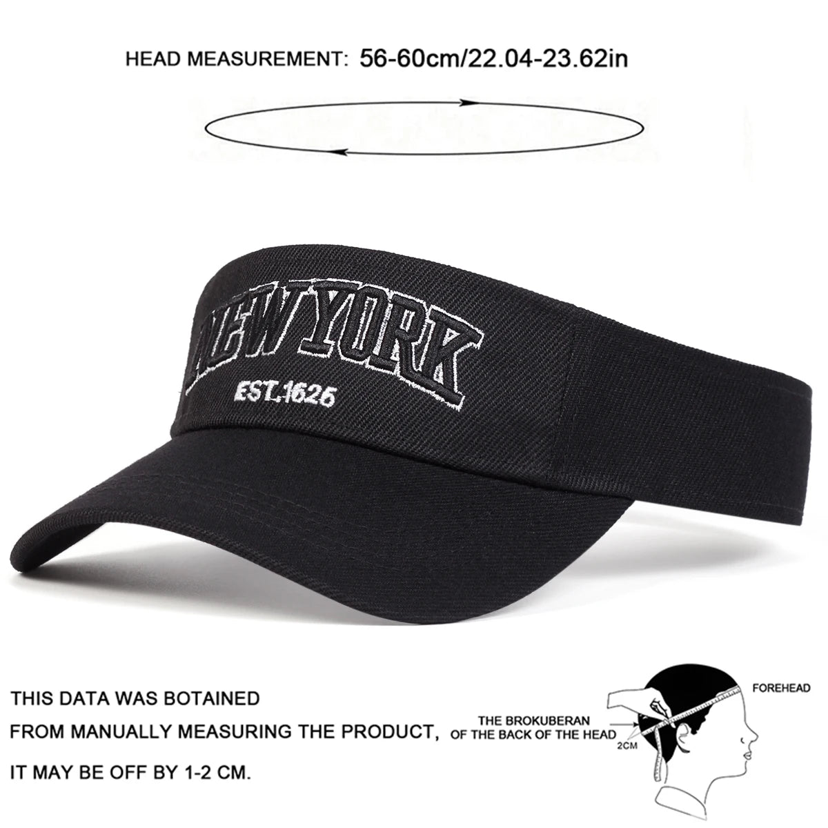 Unisex New York Embroidery Empty Cap Sport Visor Adjustable Sunscreen