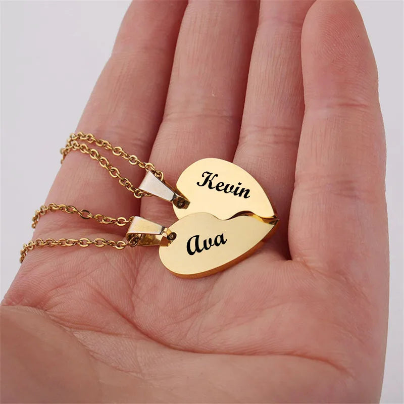 Women's Integrated Double Heart Personalized Name Necklace