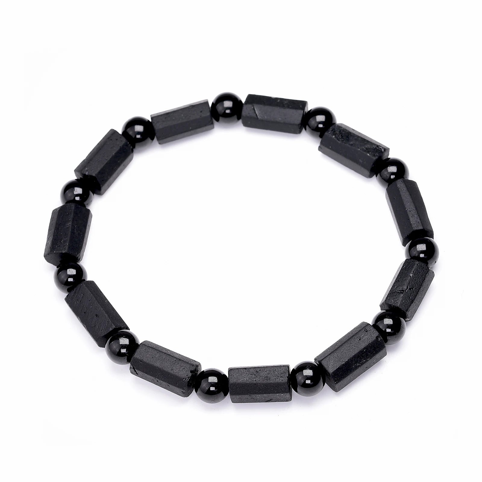 Men's Natural Black Ball Tourmaline Bracelet