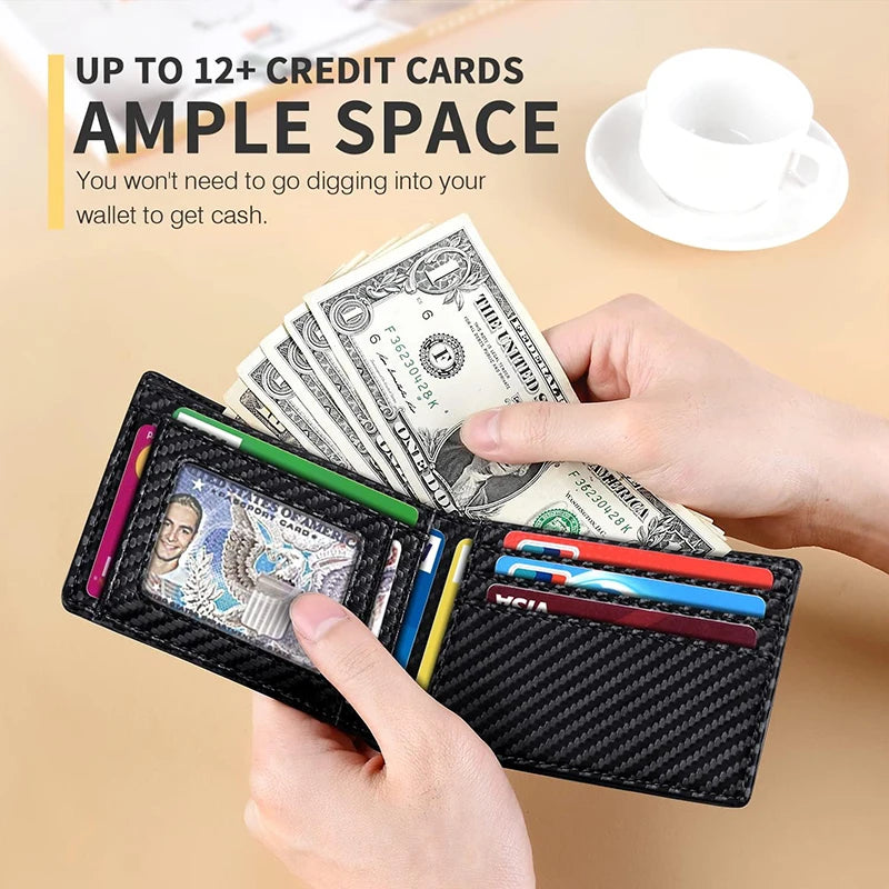 Men's Ultra Thin Leather Wallet With 11 Card Slots and RFID Blocking