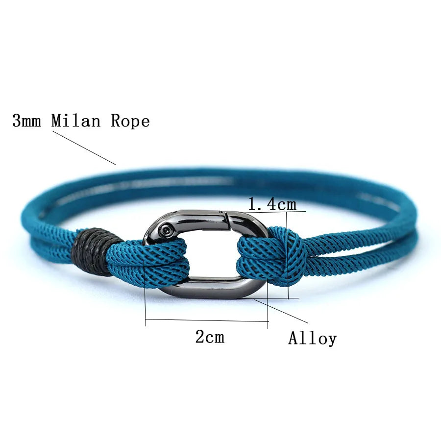 Elegant Rope and Clip 4mm Modern Men's Bracelet
