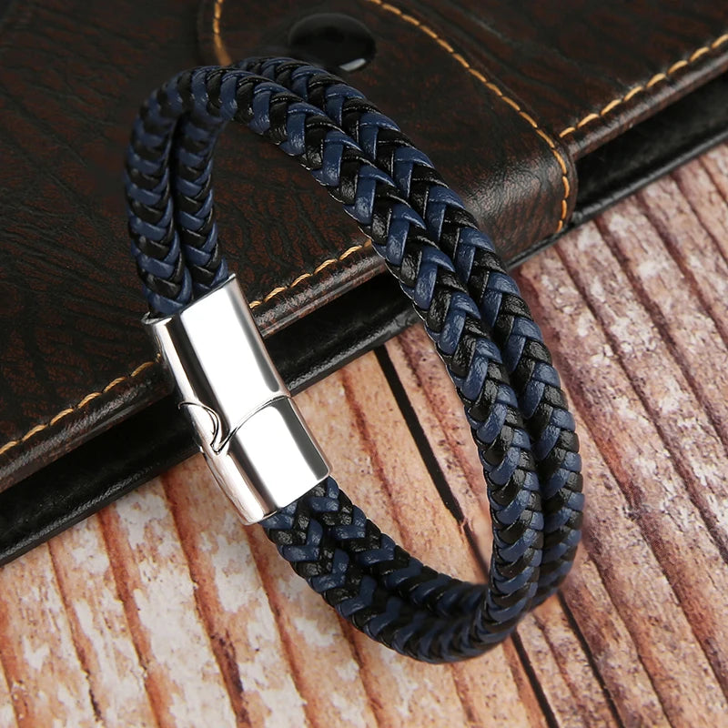 Men's Elegant Double Layer Leather Bracelet