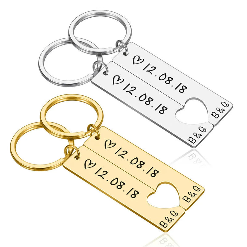 Personalized Date Keychain With Initial Letter Of Names