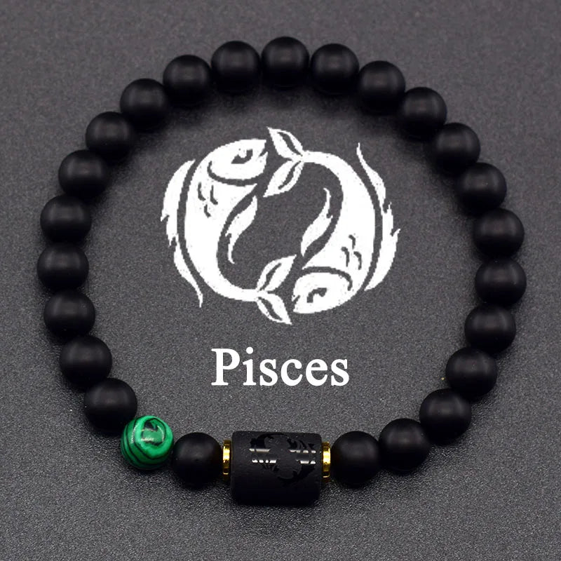 Natural Colors Stone Bracelet 12 Zodiac Signs for Men