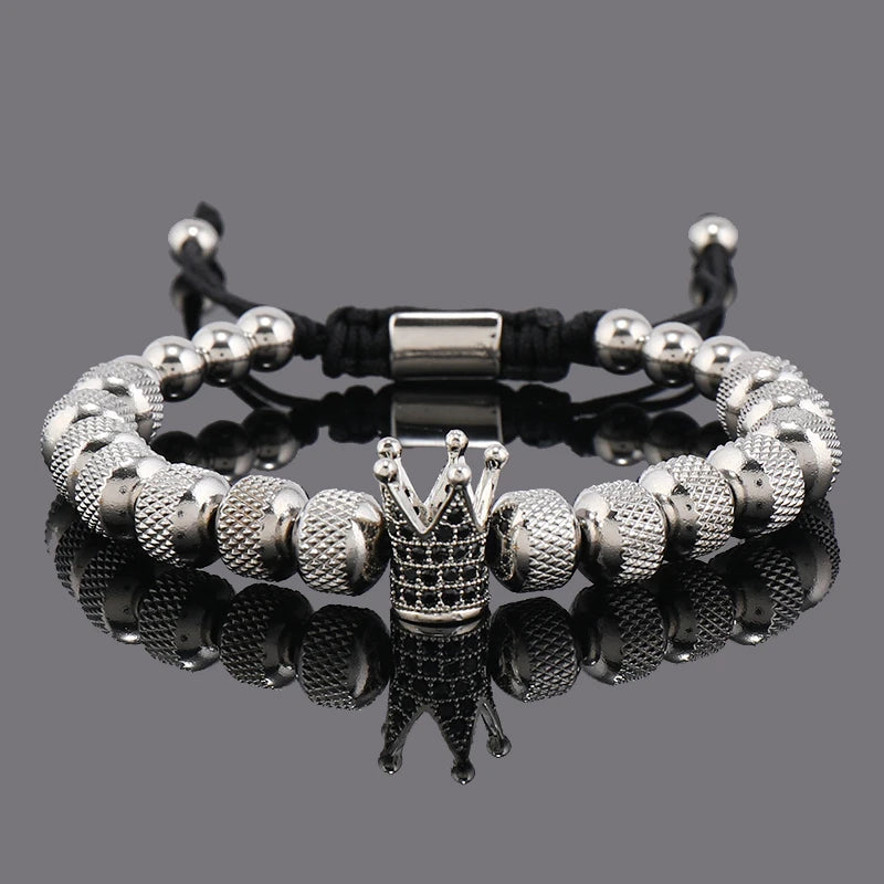 Men's Adjustable Style Stainless Steel Luxury Crown Bracelet