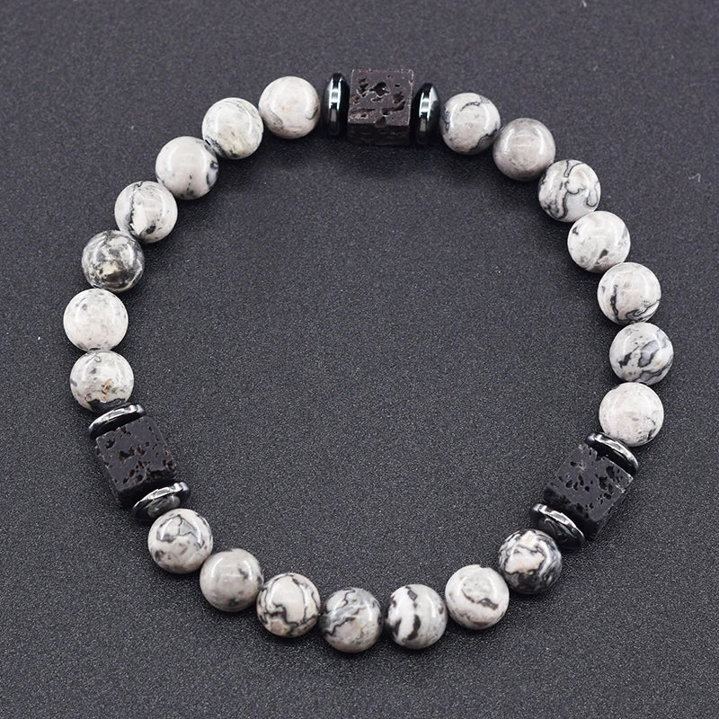 Men's Matte Volcanic Black Block Retro Bracelet