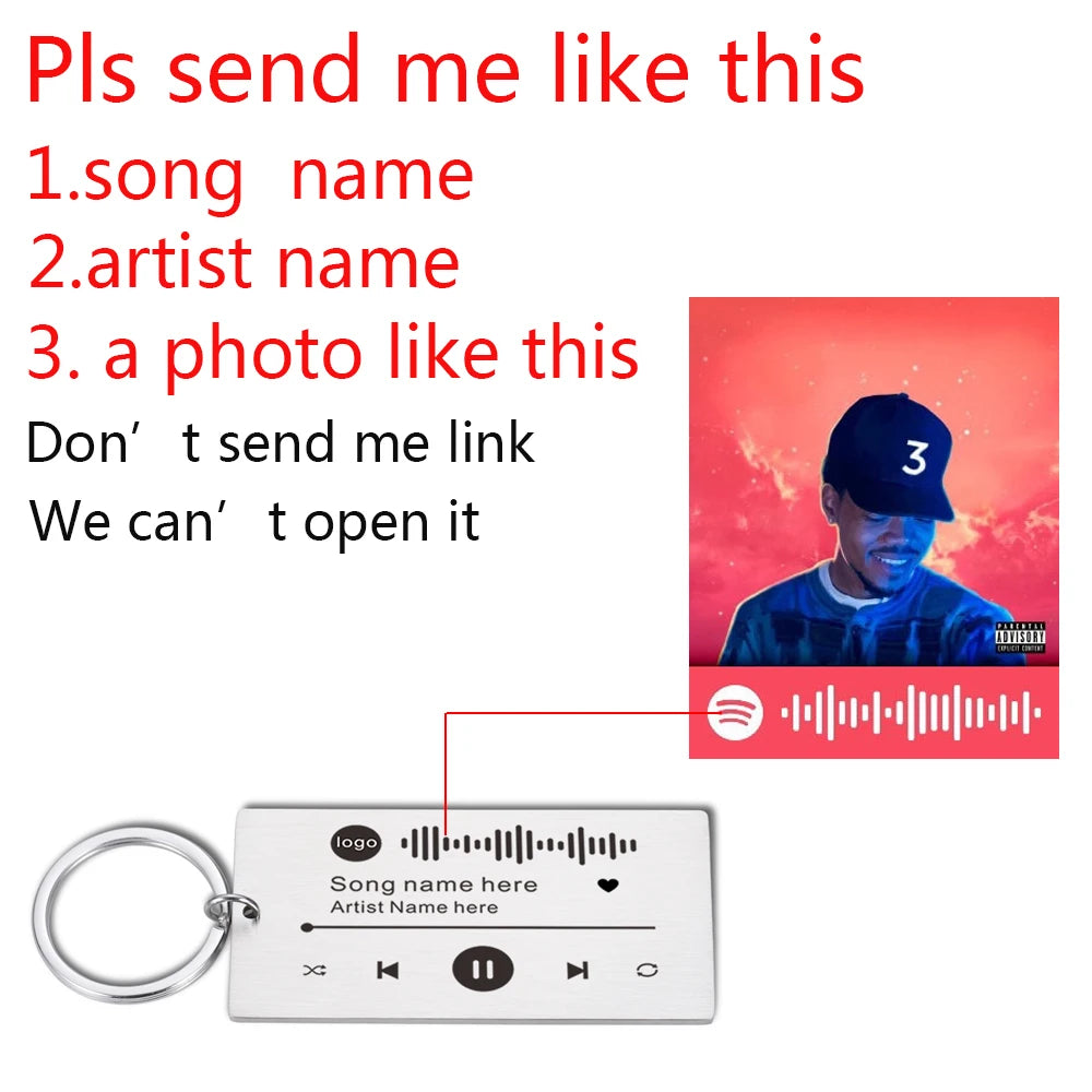 Spotify Keychain With Code Song Name And Favorite Artist
